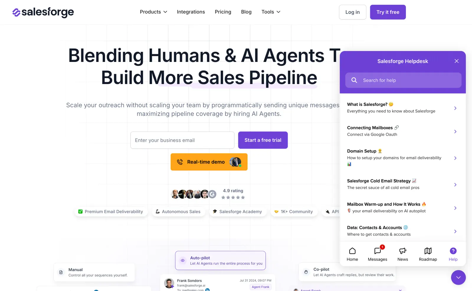 Salesforge support workflow in Gleap