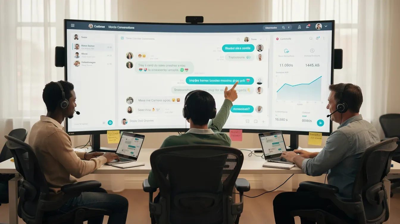 Support team reviewing AI agent conversations in a dashboard